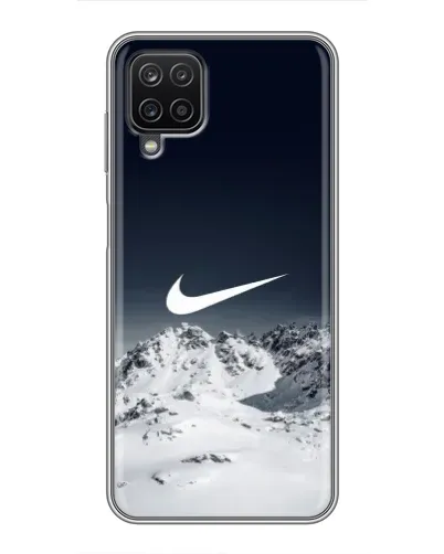 Чехол для Samsung Galaxy A12 с картинкой «Nike — зимние горы»