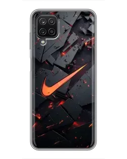Чехол для Samsung Galaxy A12 с картинкой «Nike — эффект разломов»
