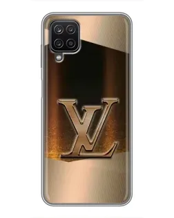 Чехол для Samsung Galaxy A12 с картинкой «LV — золотое сияние»