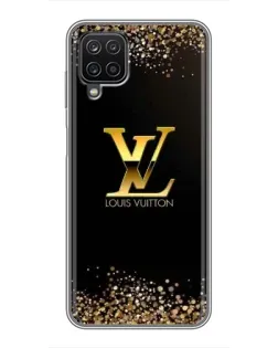 Чехол для Samsung Galaxy A12 с картинкой «LV — золотые искры»