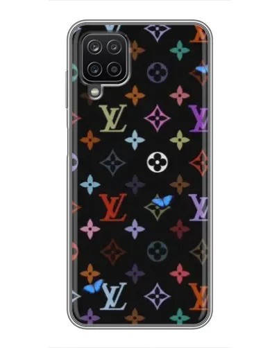 Чехол для Samsung Galaxy A12 с картинкой «Цветная монограмма LV»