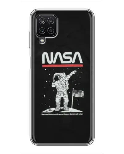 Чехол для Samsung Galaxy A12 с картинкой «NASA — шагаем по Луне»