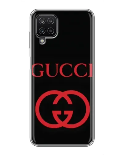 Чехол для Samsung Galaxy A12 с картинкой «Gucci — красный логотип»