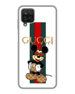 Чехол для Samsung Galaxy A12 с картинкой «Микки Маус Gucci — полосы»