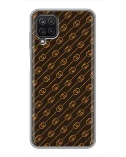Чехол для Samsung Galaxy A12 с картинкой «Gucci — золотые диагонали»