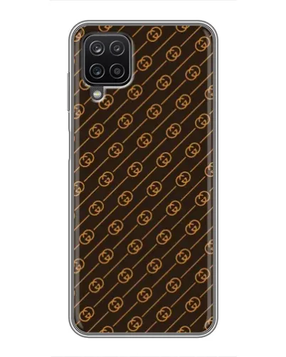 Чехол для Samsung Galaxy A12 с картинкой «Gucci — золотые диагонали»