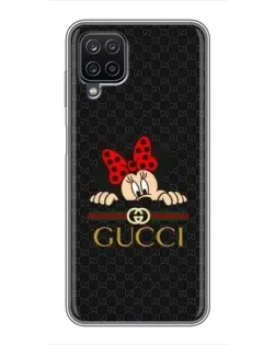 Чехол для Samsung Galaxy A12 с картинкой «Минни Маус Gucci — черный»
