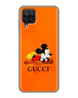 Чехол для Samsung Galaxy A12 с картинкой «Микки Маус Gucci — оранж»