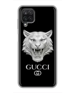 Чехол для Samsung Galaxy A12 с картинкой «Gucci — серебряный лев»