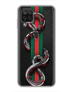 Чехол для Samsung Galaxy A12 с картинкой «Gucci — змея на полосе»