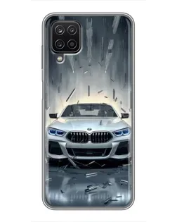 Чехол для Samsung Galaxy A12 с картинкой «BMW в свете фар»