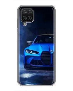 Чехол для Samsung Galaxy A12 с картинкой «Голубая BMW M4»