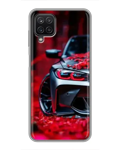 Чехол для Samsung Galaxy A12 с картинкой «Спортивная BMW и цветы»