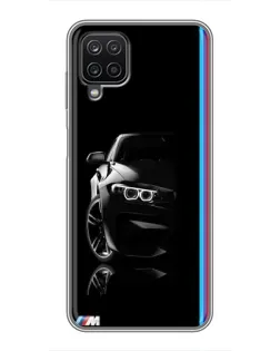 Чехол для Samsung Galaxy A12 с картинкой «Силуэт BMW в темноте»