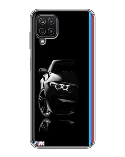 Чехол для Samsung Galaxy A12 с картинкой «Силуэт BMW в темноте»