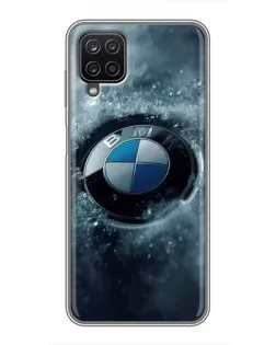 Чехол для Samsung Galaxy A12 с картинкой «Логотип BMW — лед»
