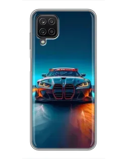 Чехол для Samsung Galaxy A12 с картинкой «BMW — огни неона»
