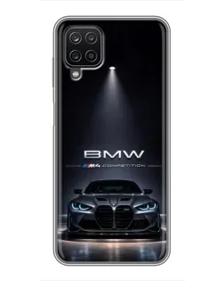 Чехол для Samsung Galaxy A12 с картинкой «BMW сквозь ночной город»