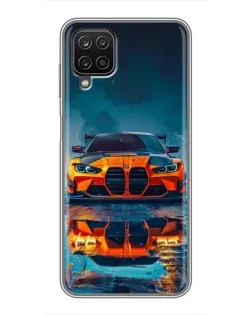 Чехол для Samsung Galaxy A12 с картинкой «BMW — золотая эмблема»