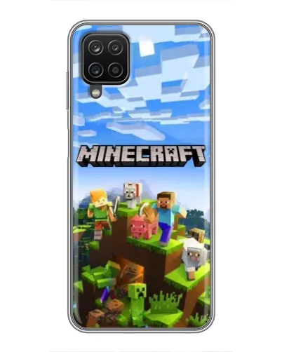 Чехол для Samsung Galaxy A12 с картинкой «Minecraft классический мир»