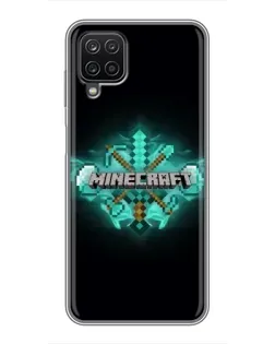 Чехол для Samsung Galaxy A12 с картинкой «Minecraft Diamond лого»