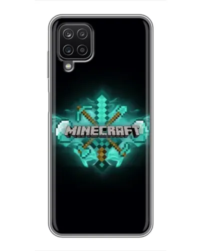 Чехол для Samsung Galaxy A12 с картинкой «Minecraft Diamond лого»
