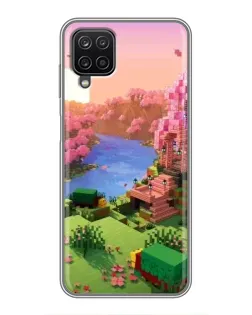 Чехол для Samsung Galaxy A12 с картинкой «Розовое дерево Minecraft»