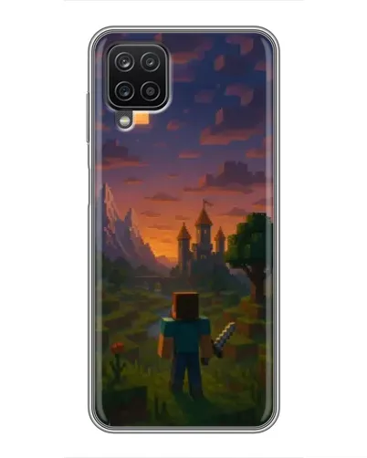 Чехол для Samsung Galaxy A12 с картинкой «Стив у башни»