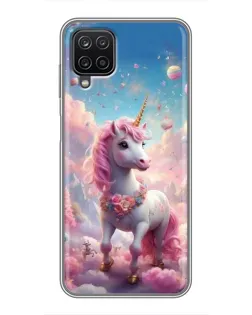 Чехол для Samsung Galaxy A12 с картинкой «Единорог среди облаков»