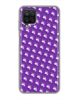 Чехол для Samsung Galaxy A12 с картинкой «Единороги на фиолетовом»