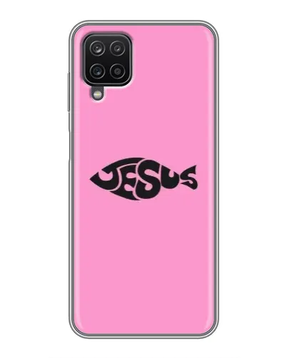Чехол для Samsung Galaxy A12 с картинкой «Розовый символ  Jesus»