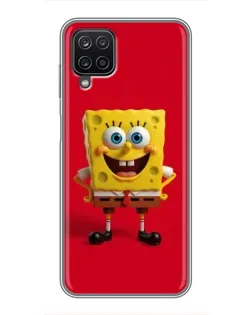 Чохол для Samsung Galaxy A12 з картинкою «Спанч Боб на червоному»