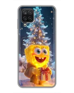 Чохол для Samsung Galaxy A12 з картинкою «Різдвяний Спанч Боб»