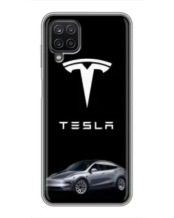 Чехол для Samsung Galaxy A12 с картинкой «Tesla Model Y»