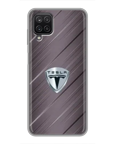Чехол для Samsung Galaxy A12 с картинкой «Металлическая текстура Tesla»