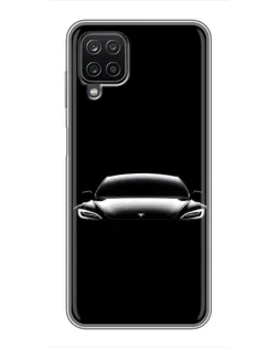 Чехол для Samsung Galaxy A12 с картинкой «Фары Tesla Night»