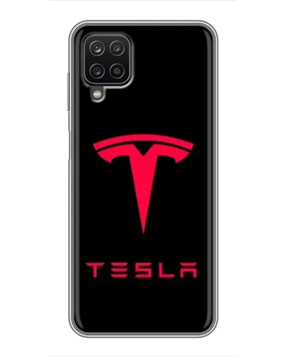 Чехол для Samsung Galaxy A12 с картинкой «Tesla Red Logo»