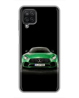 Чехол для Samsung Galaxy A12 с картинкой «Mercedes — неоновый лого»