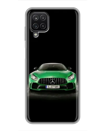 Чехол для Samsung Galaxy A12 с картинкой «Mercedes — неоновый лого»