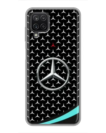 Чехол для Samsung Galaxy A12 с картинкой «Mercedes — бирюзовый акцент»