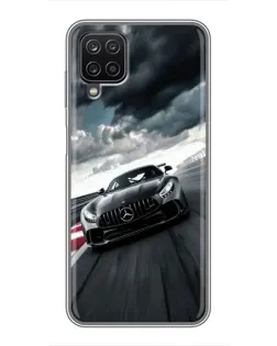 Чехол для Samsung Galaxy A12 с картинкой «Гоночный Mercedes AMG»