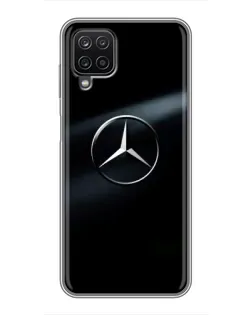 Чехол для Samsung Galaxy A12 с картинкой «Mercedes на металле»