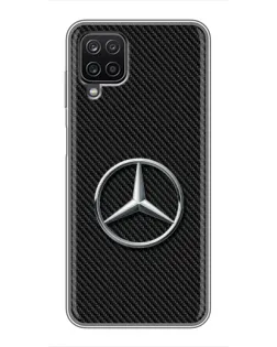 Чехол для Samsung Galaxy A12 с картинкой «Карбоновый Mercedes стиль»