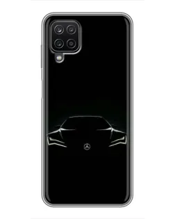 Чехол для Samsung Galaxy A12 с картинкой «Mercedes — силуэт авто»