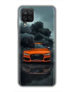 Чехол для Samsung Galaxy A12 с картинкой «Audi в облаках дыма»