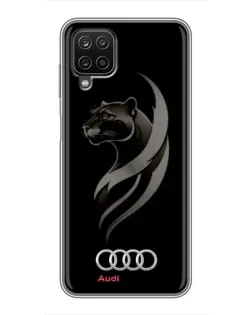 Чехол для Samsung Galaxy A12 с картинкой «Графика — пантера и Audi»