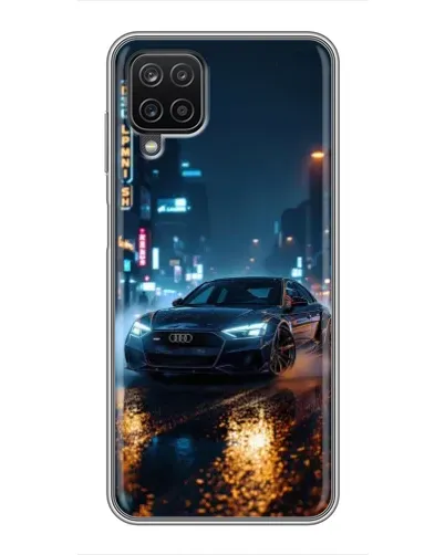 Чехол для Samsung Galaxy A12 с картинкой «Ночной город и Audi»