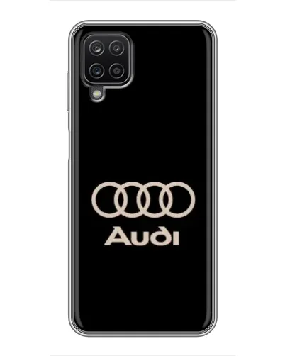Чехол для Samsung Galaxy A12 с картинкой «Audi — золотой логотип»