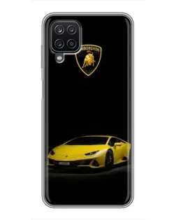Чехол для Samsung Galaxy A12 с картинкой «Lamborghini желтый акцент»