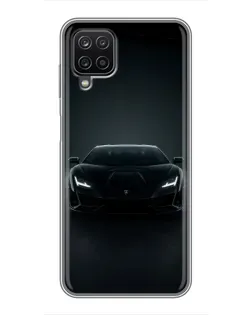 Чехол для Samsung Galaxy A12 с картинкой «Черный Lamborghini Aventador»